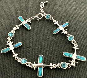 plane bracelet with blue stones